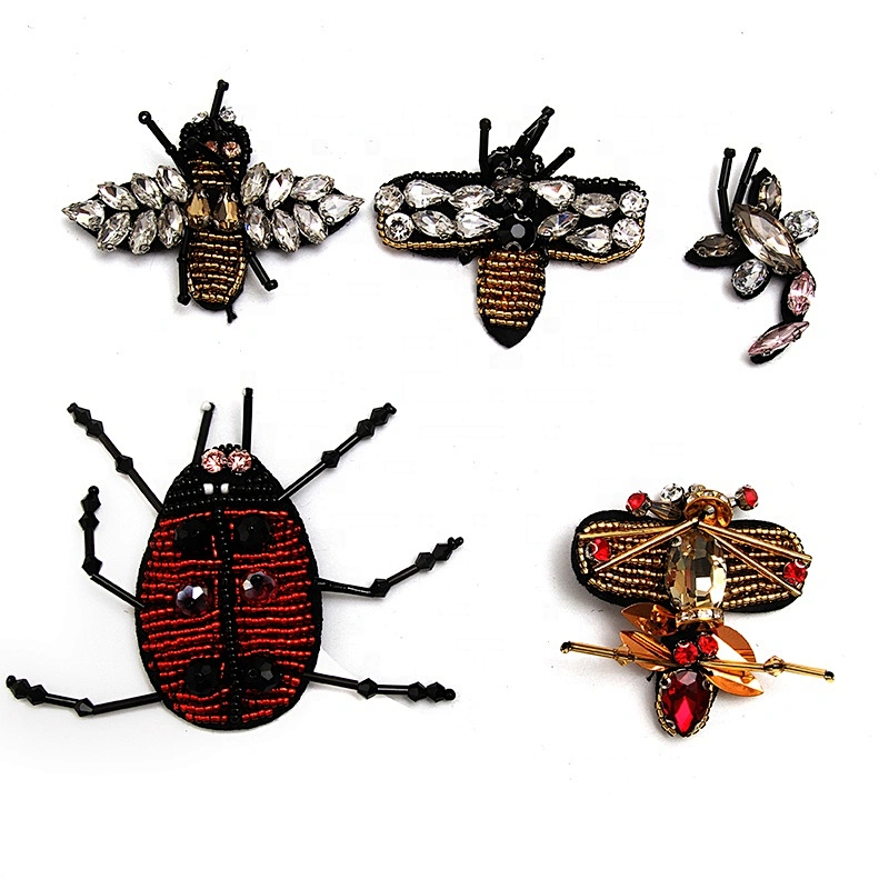 Christmas Cherry Flower Decorative sew-on patches Rhinestone Beaded Patches Wholesale patches for clothing