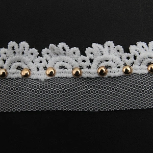 Wholesale 2.8cm Size Studs trim ribbon diy handmade costume dress sewing bead lace trim Design Rivets Trims