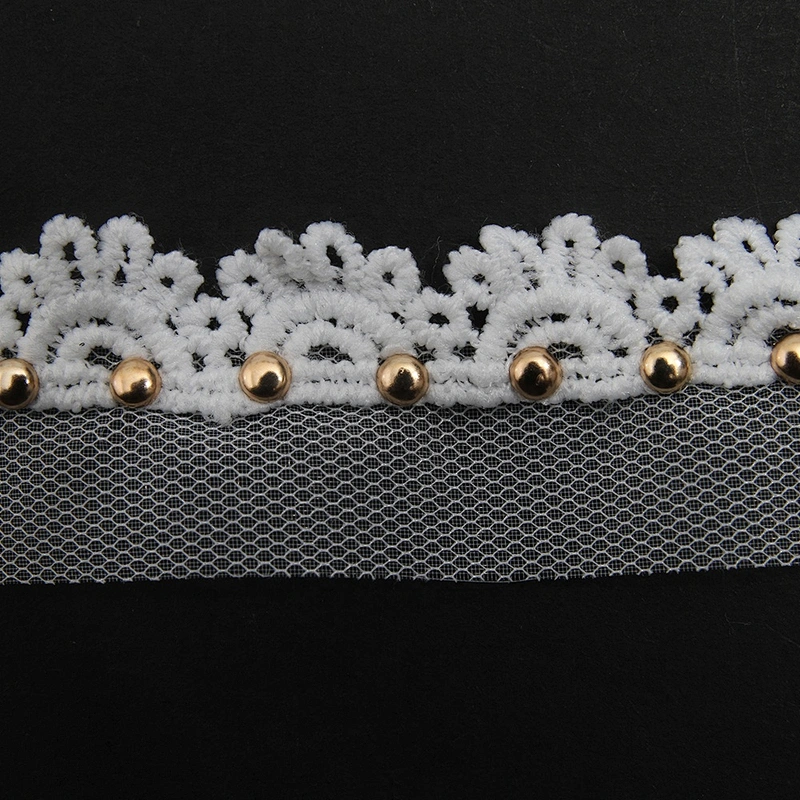 Wholesale 2.8cm Size Studs trim ribbon diy handmade costume dress sewing bead lace trim Design Rivets Trims