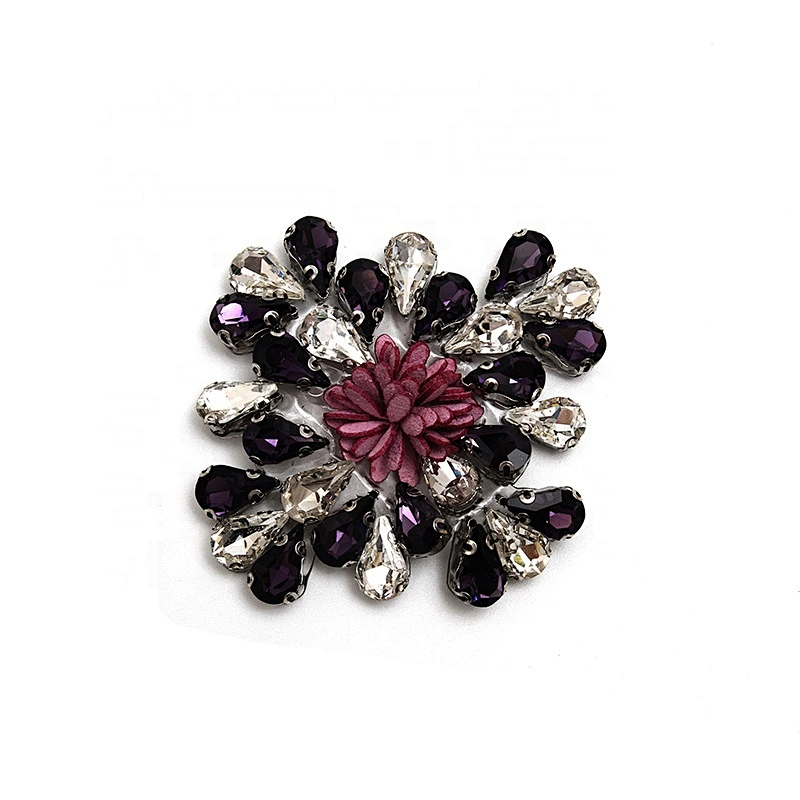 Christmas Cherry Flower Decorative Sew on Rhinestone Beaded Patches Wholesale patches for clothing