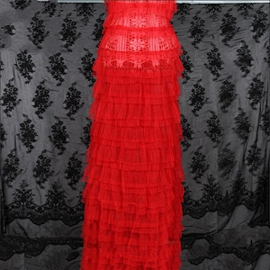 New Arrival Red Layered Ruffled Lace Trimming