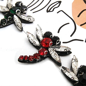 Christmas Cherry Flower Decorative Sew on Rhinestone Beaded Patches Wholesale patches for clothing