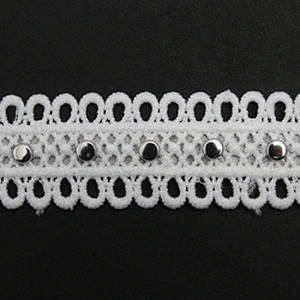 Wholesale 2.7cm Studs trim ribbon diy handmade costume dress sewing bead lace trim Design Rivets Trims