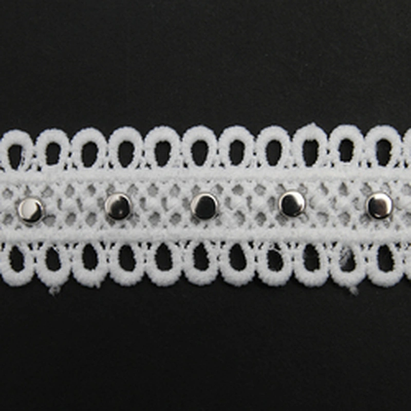 Wholesale 2.7cm Studs trim ribbon diy handmade costume dress sewing bead lace trim Design Rivets Trims
