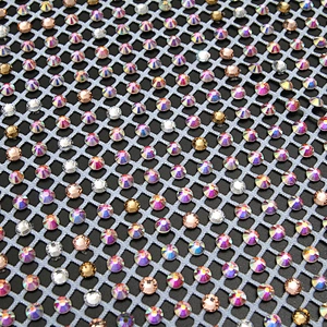 wholesale crystal  design rhinestone fabric mesh fashion long lace dress rhinestone fabric with nude mesh flat back for clothing