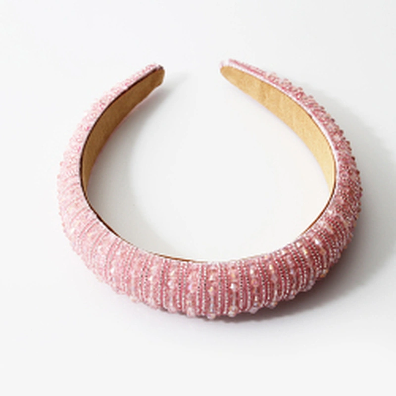Manufacturer of direct colored beads with multi - colored gemstone hand sewn stylish temperament latest style hair hoops baroque