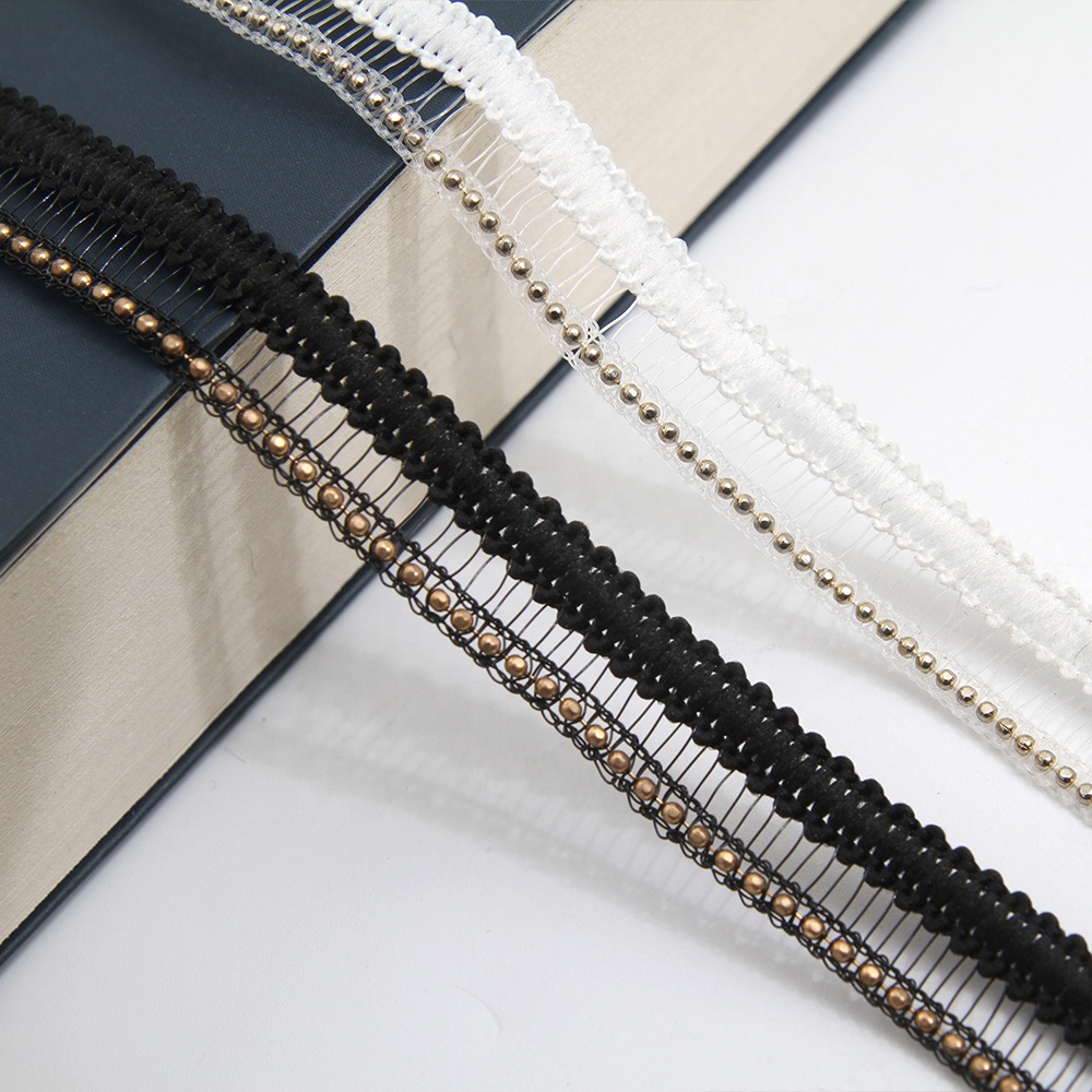 Wholesale Chain lace trim beaded 1.2 cm Sew-On lace trim Polyester Lace trimmings for clothes  Accessories  Cotton