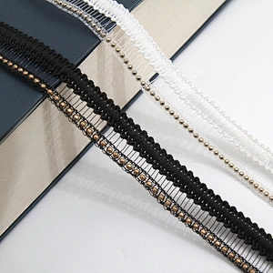 Wholesale Chain lace trim beaded 1.2 cm Sew-On lace trim Polyester Lace trimmings for clothes  Accessories  Cotton