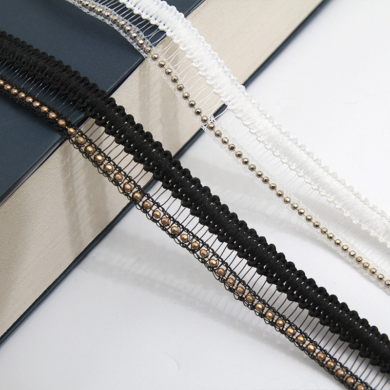Wholesale Chain lace trim beaded 1.2 cm Sew-On lace trim Polyester Lace trimmings for clothes  Accessories  Cotton