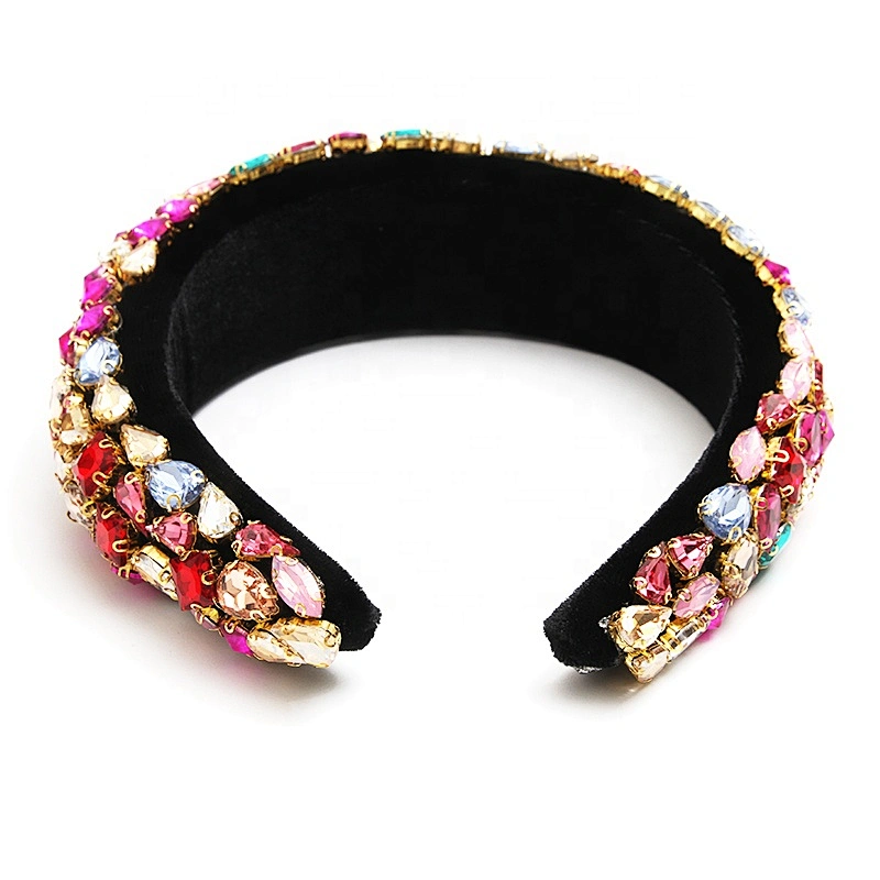 Wholesale rhinestone hair band sponge fleece creative fluffy fashion girl hair band hair band luxury full drill hoop