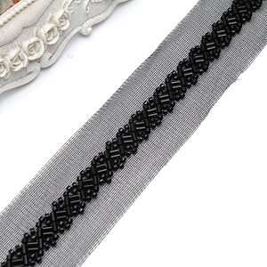 Wholesale Embroidery beaded lace trim 4 cm Mesh fabric lace trims beautiful Accessories for dress 3D wedding Designer