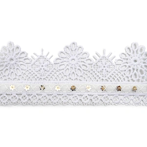 Wholesale sequins Lace Trim Water soluble lace white bridal lace trim Embroidery Sequin Tape For Dress cheap