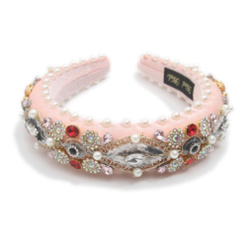 wholesale Hair Decoration Velour Crystal And Rhinestone Cup chain Decorated hair accessories Hairbands WOMEN HEADBAND