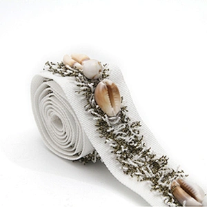 Shell shape Wholesale Personalized Multi lace trim pearl Embroidery Ribbon Cotton Ribbon trims and garment accessories