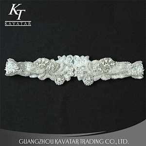 Guangzhou Accessories Custom Rhinestone Applique Patches For Wedding Dress Crystal belt for Bridal Dress Accessories