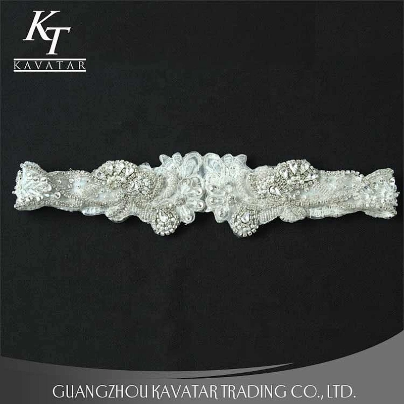 Guangzhou Accessories Custom Rhinestone Applique Patches For Wedding Dress Crystal belt for Bridal Dress Accessories