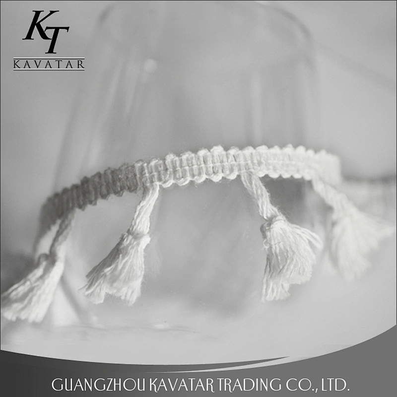 Kavatar Wholesale Customized Pure White Tassel Fringe For Garment Accessoires