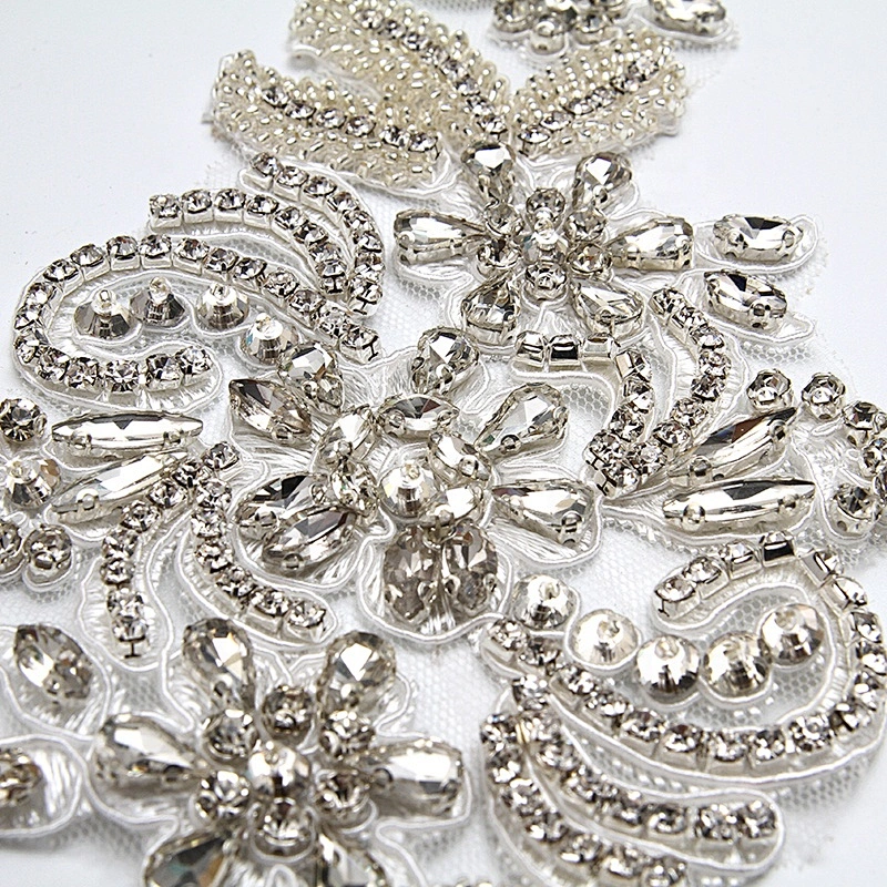 Christmas Cherry Flower Decorative Sew on Rhinestone Beaded Patches Wholesale patches for clothing