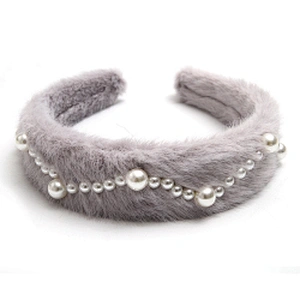 Factory sells colorful hair plush tie elastic creative fluffy fashion hair hoop birthday hairband Cute headband fur headband