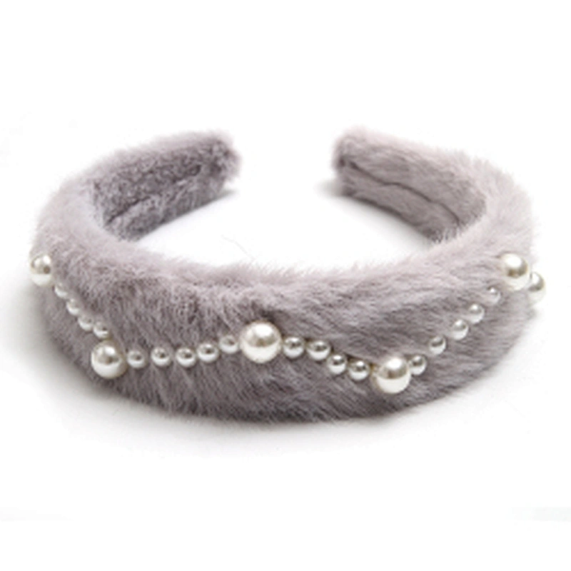 Factory sells colorful hair plush tie elastic creative fluffy fashion hair hoop birthday hairband Cute headband fur headband