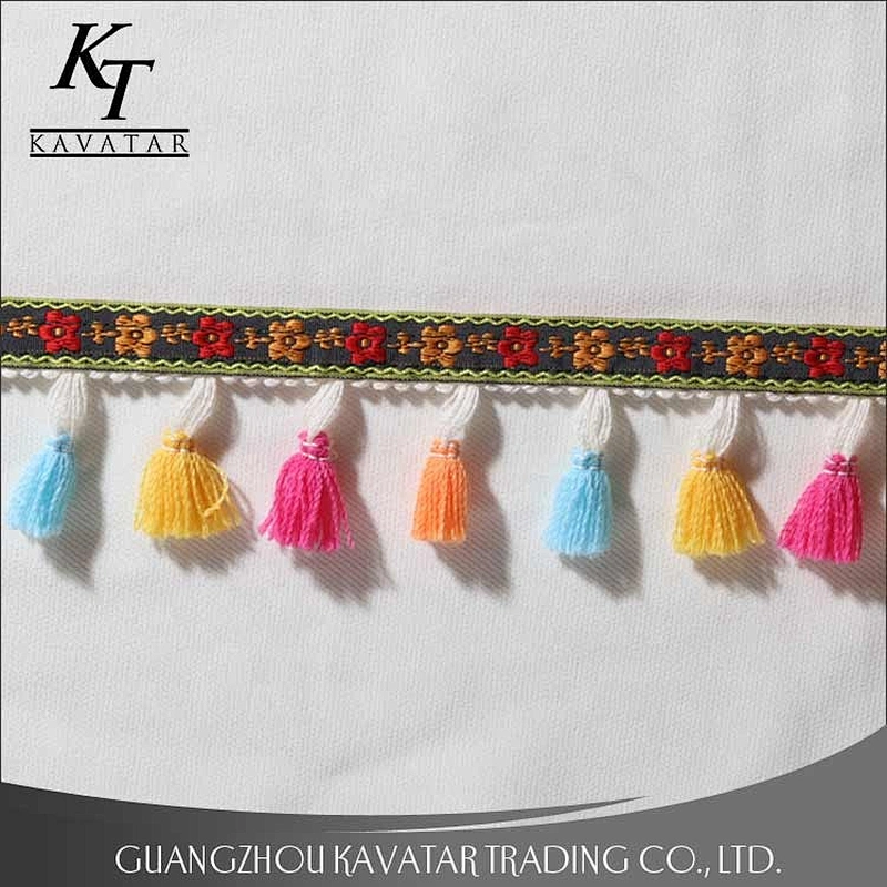 Kavatar New Style Fancy Colorful Curtain Tassel pompom Trim