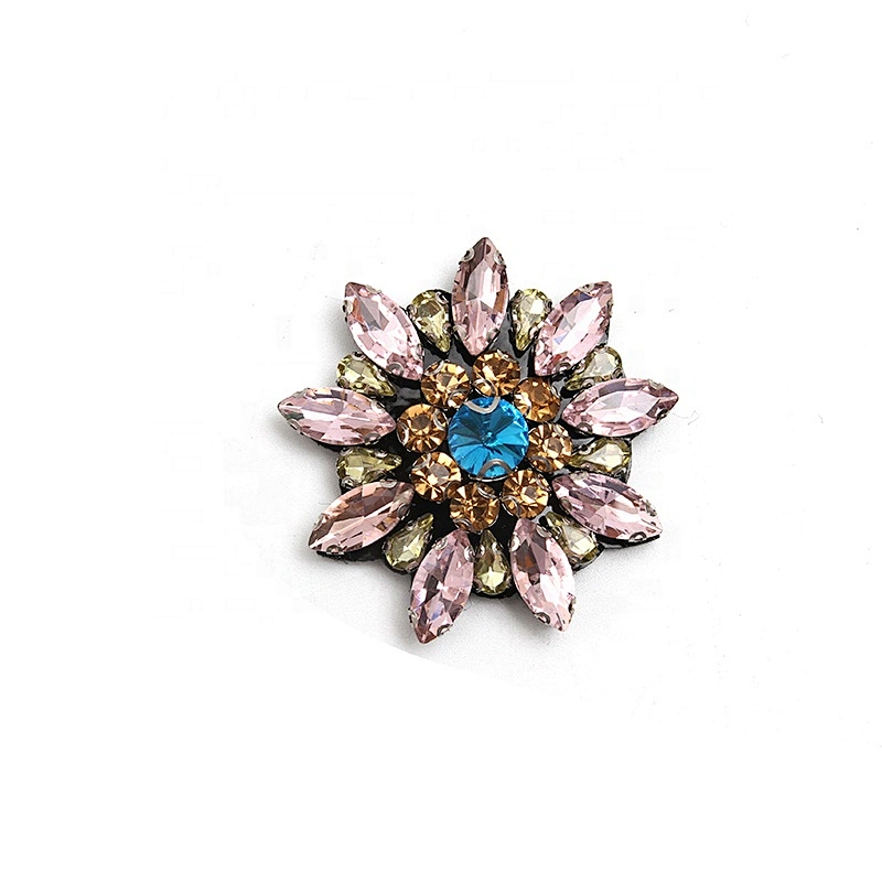 Christmas Cherry Flower Decorative Sew on Rhinestone Beaded Patches Wholesale patches for clothing
