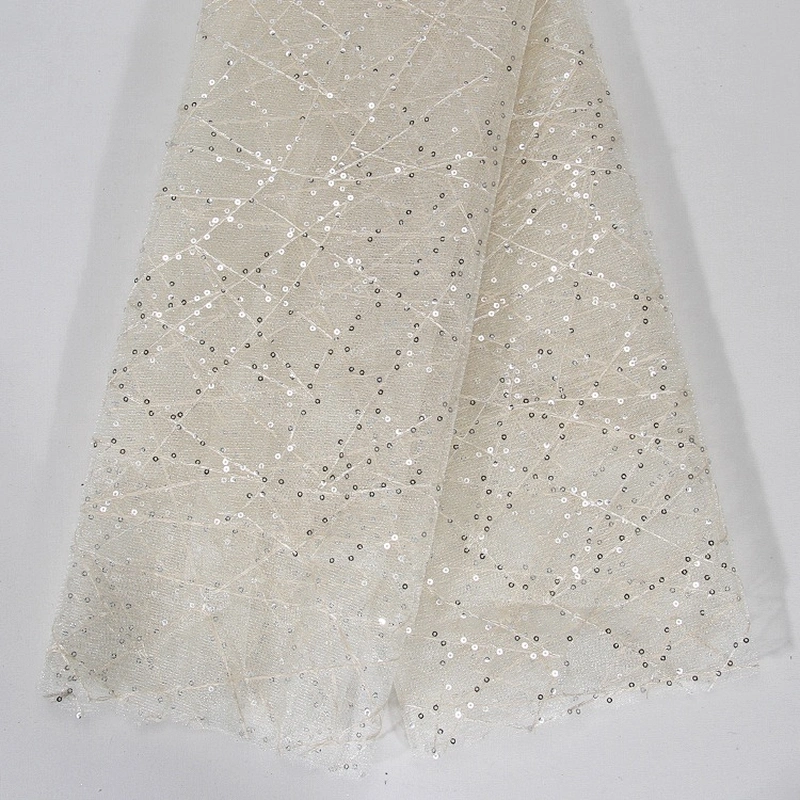 Kavatar Wholesale Customized Glitter Bling Velvet Fringe Sequin Fabric african lace fabrics