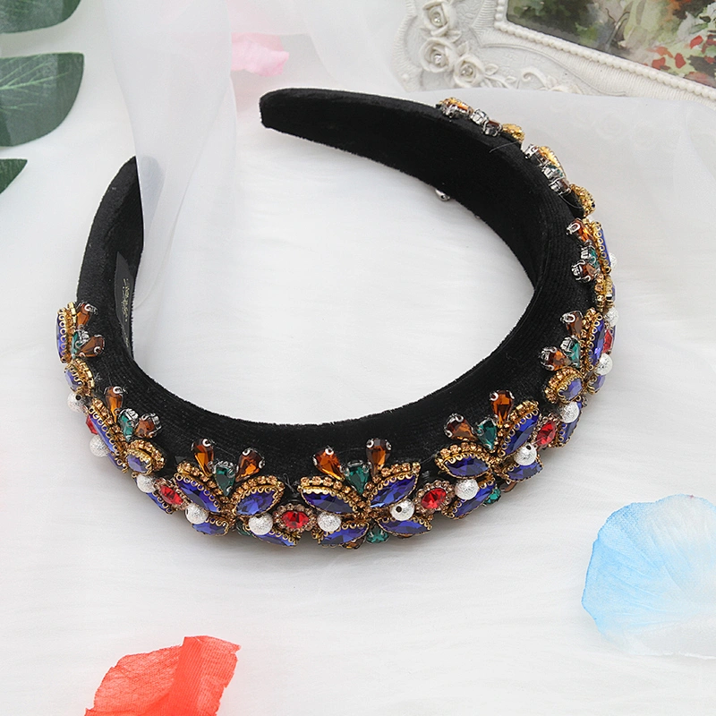 wholesale Hair Decoration Velour Crystal And Rhinestone Cup chain Decorated hair accessories Hairbands WOMEN HEADBAND