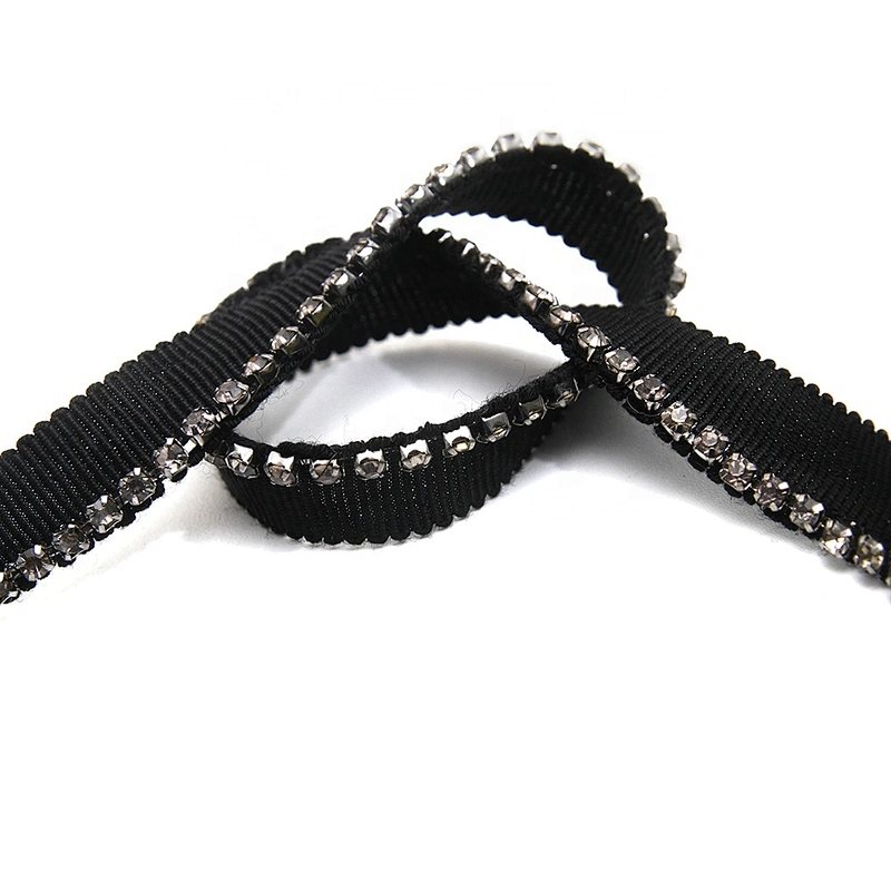New wholesale Chain lace trim Rhinestone 1.1 cm Sew-On  elastic lace trim Woven Lace trimmings for dresses