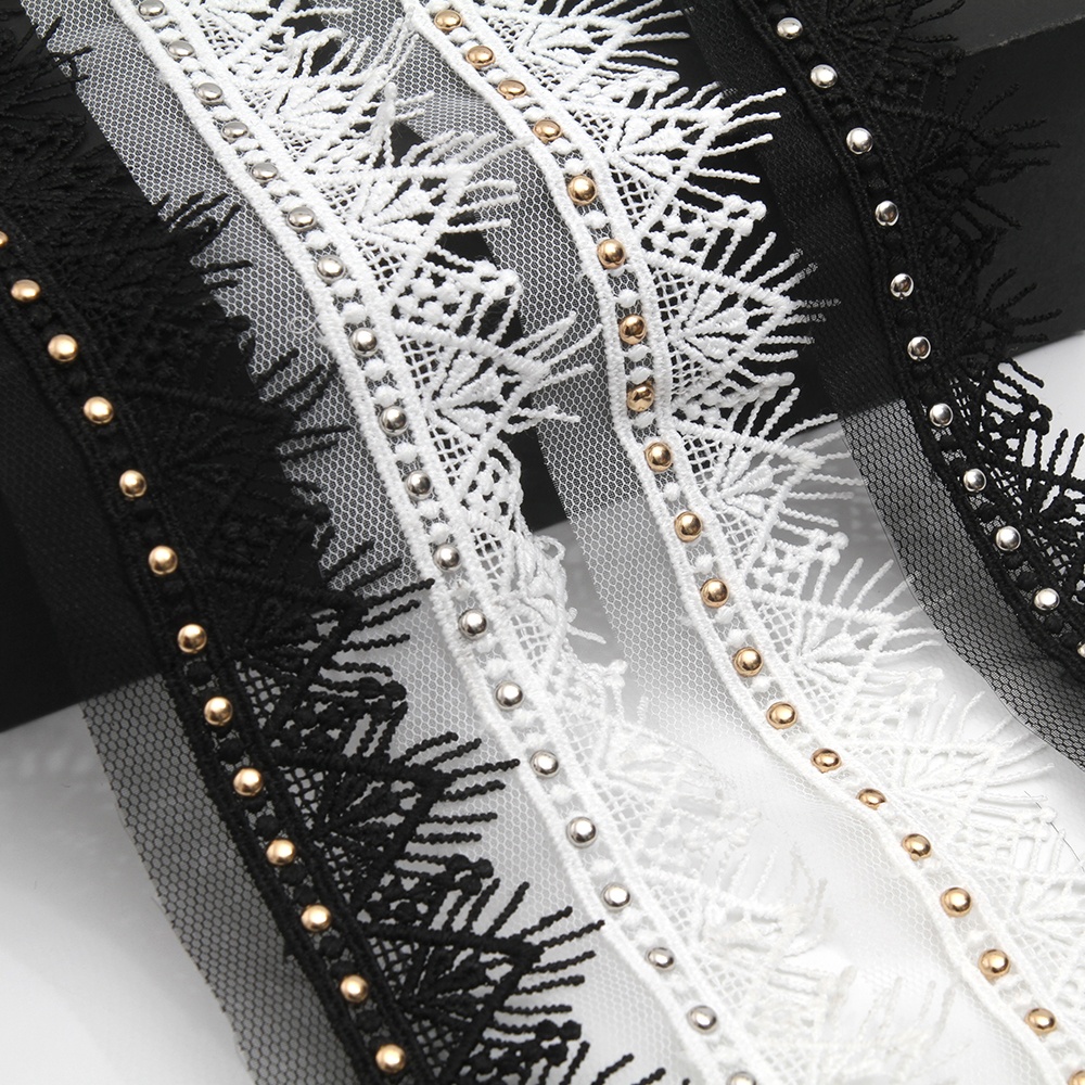 Wholesale 4.5cm Size Studs trim ribbon diy handmade costume dress sewing bead lace trim Design Rivets Trims