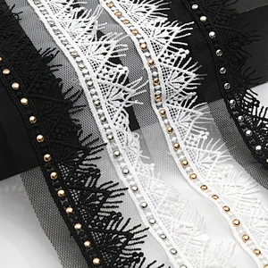 Wholesale 4.5cm Size Studs trim ribbon diy handmade costume dress sewing bead lace trim Design Rivets Trims