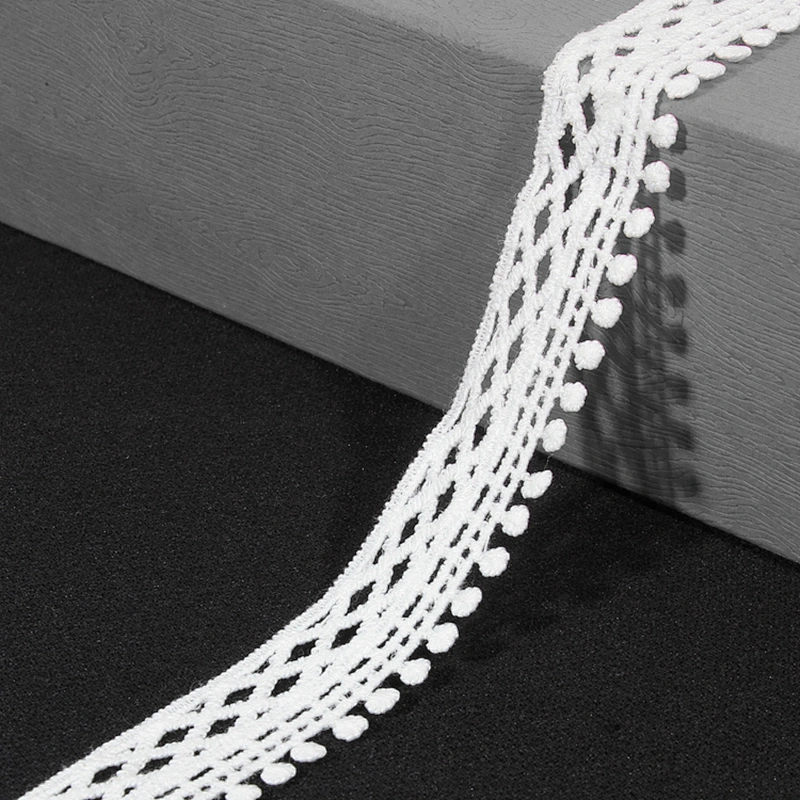 Designs Embroidered Water Soluble Pompom Lace Trim for Garments