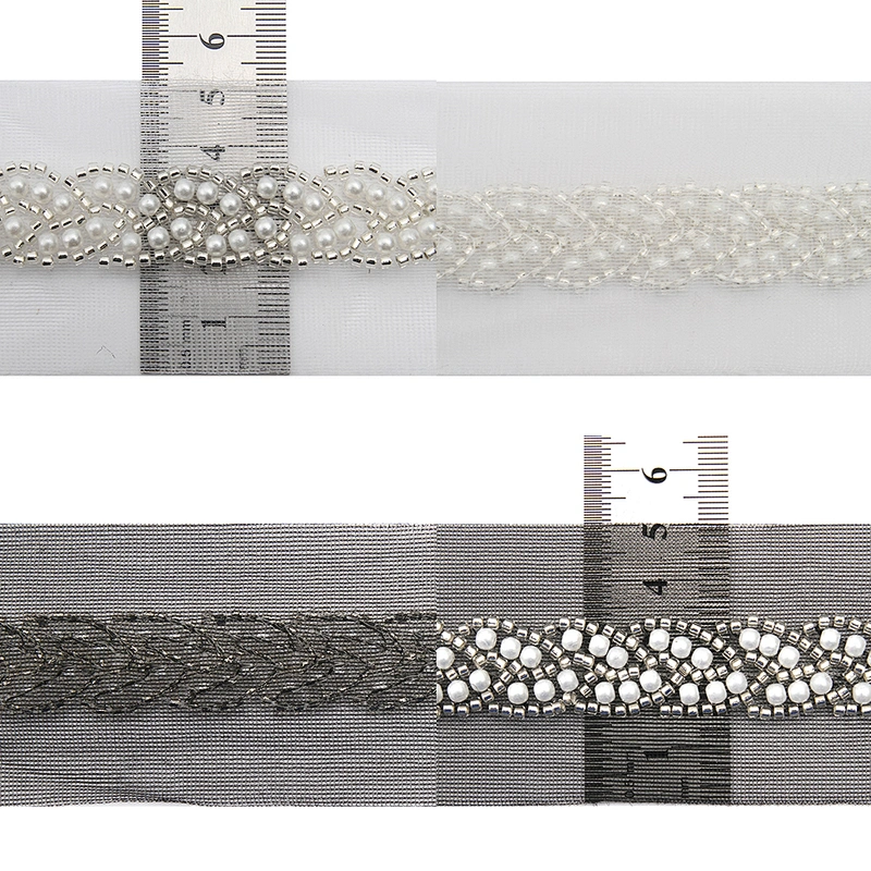 Wholesale Embroidery beaded lace trim 5 cm Mesh fabric lace trims beautiful Accessories for dress 3D wedding Designer