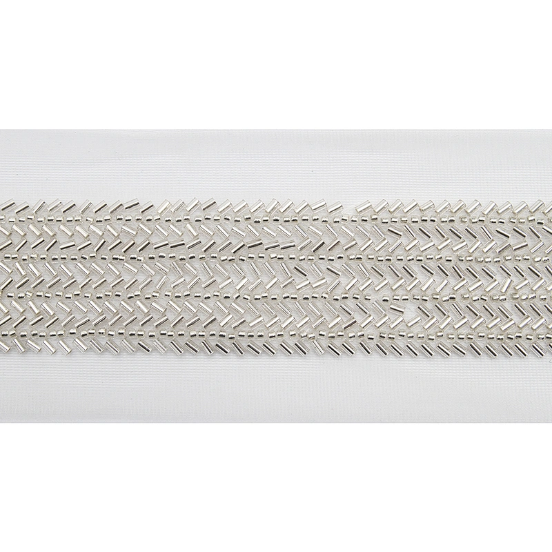 Wholesale Embroidery beaded lace trim 7.8 cm Mesh fabric lace trims beautiful Accessories for dress 3D wedding Designer