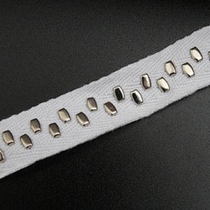 wholesale custom Studs beaded ribbon trim ribbon handmade Copper beads sew on Clothes Design Rivets Trims