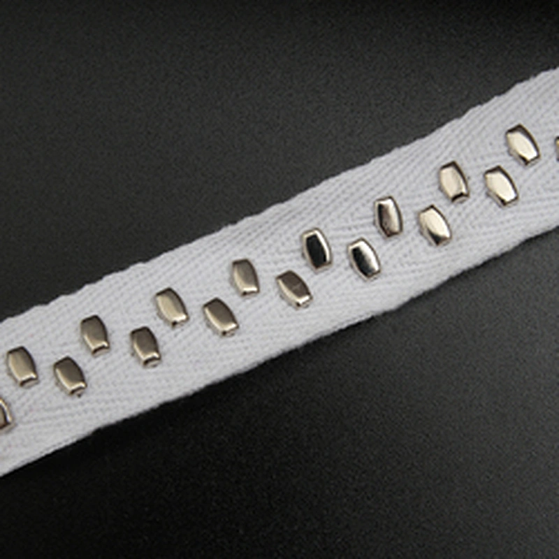 wholesale custom Studs beaded ribbon trim ribbon handmade Copper beads sew on Clothes Design Rivets Trims