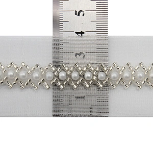 Wholesale Embroidery beaded lace trim 3.8 cm Mesh fabric lace trims beautiful White Accessories for dress 3D wedding Designer