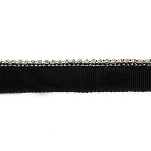 Wholesale Chain lace trim Rhinestone 1.6 cm Sew-On  stretch lace trim Woven tape beaded lace trimmings for dresses