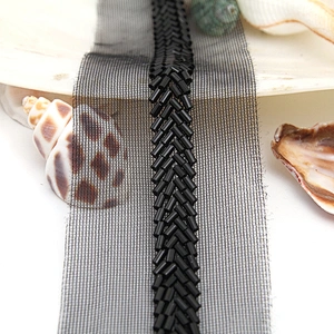 Wholesale Embroidery beaded lace trim 5 cm Mesh fabric lace trims beautiful Accessories for dress 3D wedding Designer