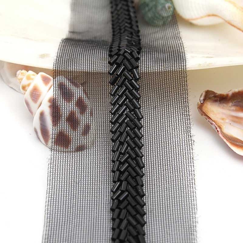 Wholesale Embroidery beaded lace trim 5 cm Mesh fabric lace trims beautiful Accessories for dress 3D wedding Designer