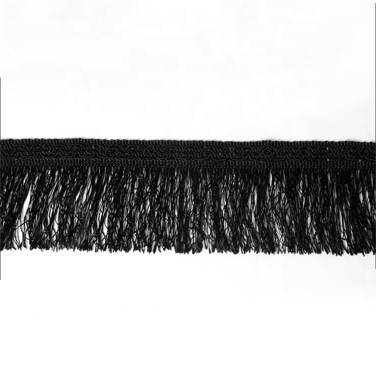 Kavatar Black Tassel Fringe 100% Polyester Lace Trim For Clothes