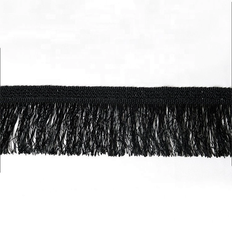 Kavatar Black Tassel Fringe 100% Polyester Lace Trim For Clothes