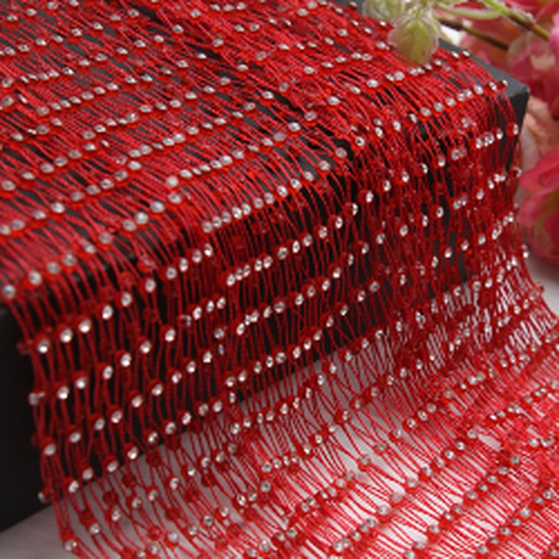 Wholesale Rhinestone stretchy Mesh roll Fabric crystal mesh fabric trimming design for dress shoes clothing