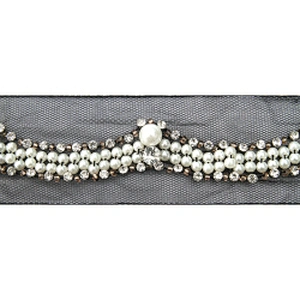 kavatar  wholesale new Handmade Bead lace Embroidered Tulle Trim wedding with Accessories Beads Crystals & Rhinestones