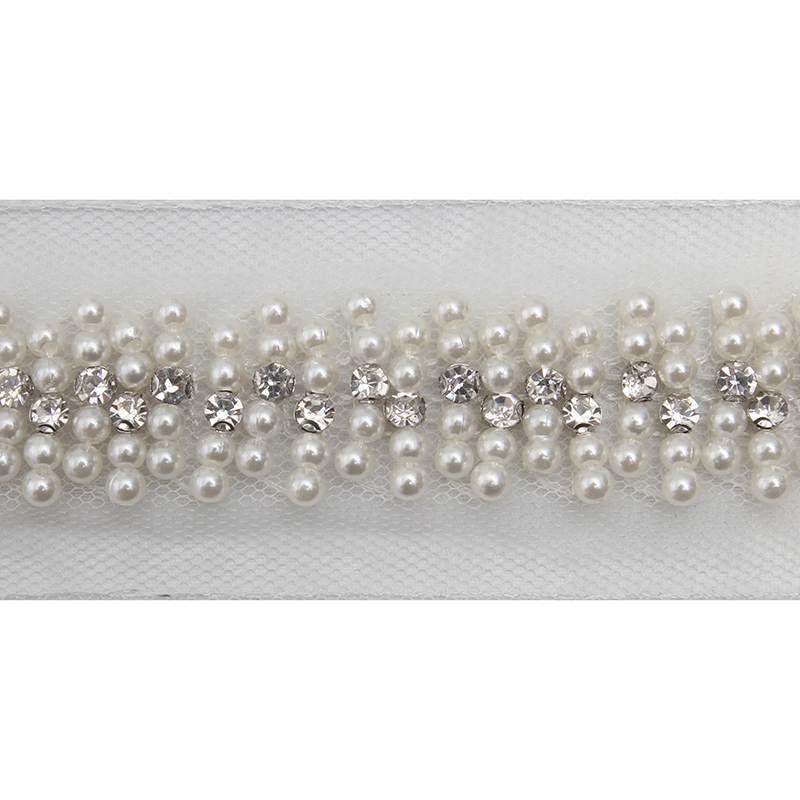 kavatar  wholesale new Handmade Bead lace Embroidered Tulle Trim wedding with Accessories Beads Crystals & Rhinestones