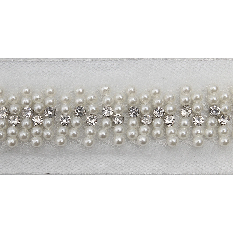 kavatar  wholesale new Handmade Bead lace Embroidered Tulle Trim wedding with Accessories Beads Crystals & Rhinestones