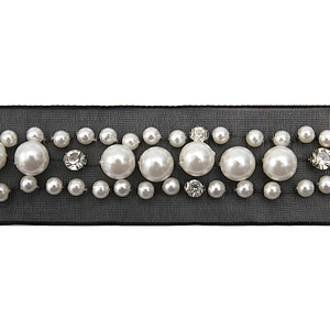kavatar  wholesale new Handmade Bead lace Embroidered Tulle Trim wedding with Accessories Beads Crystals & Rhinestones