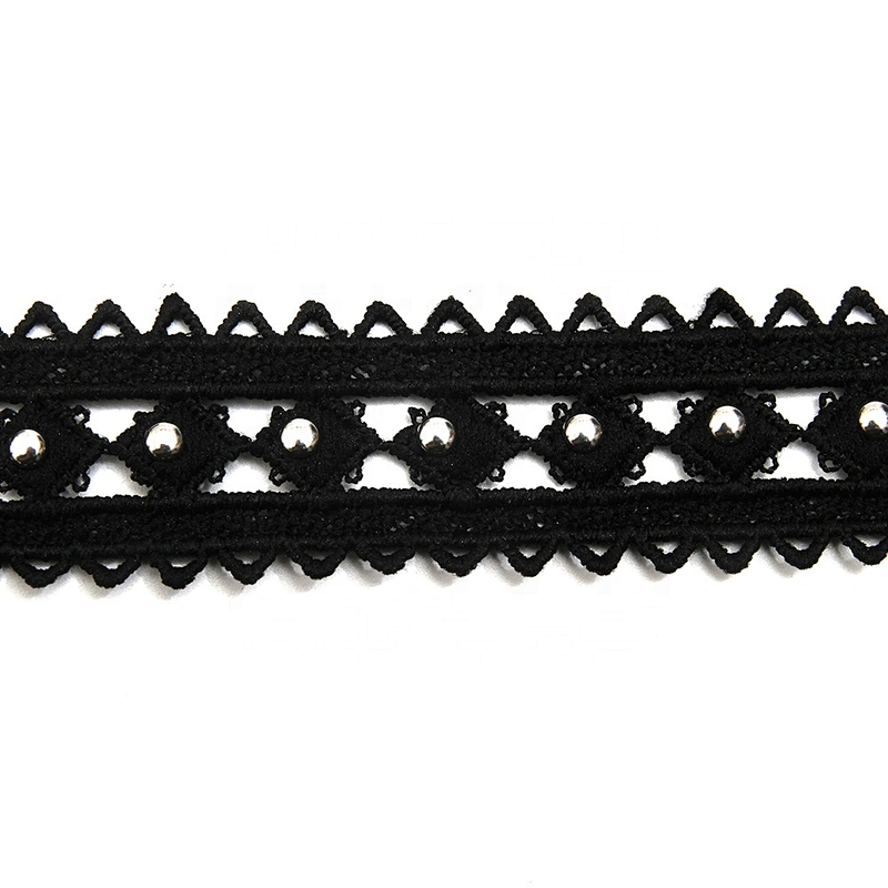 Wholesale 2.7cm Size Studs trim ribbon diy handmade costume dress sewing bead lace trim Design Rivets Trims