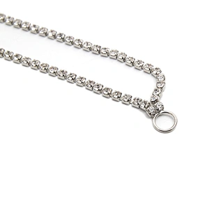 Wholesale Women Evening Party Dress Camisole  Plated Bikini Connector Rhinestone Chain Trim Bra Crystal Shoulder Strap