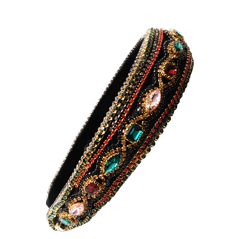 Manufacturer of direct colored beads with multi - colored gemstone hand sewn stylish temperament latest style hair hoops baroque